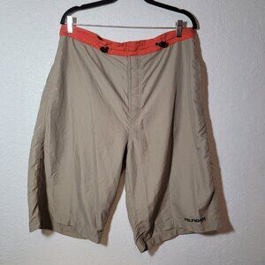 Tommy Hilfiger Vintage Cargo Khaki Tan Orange Long Shorts Men's Logo Spellout XL